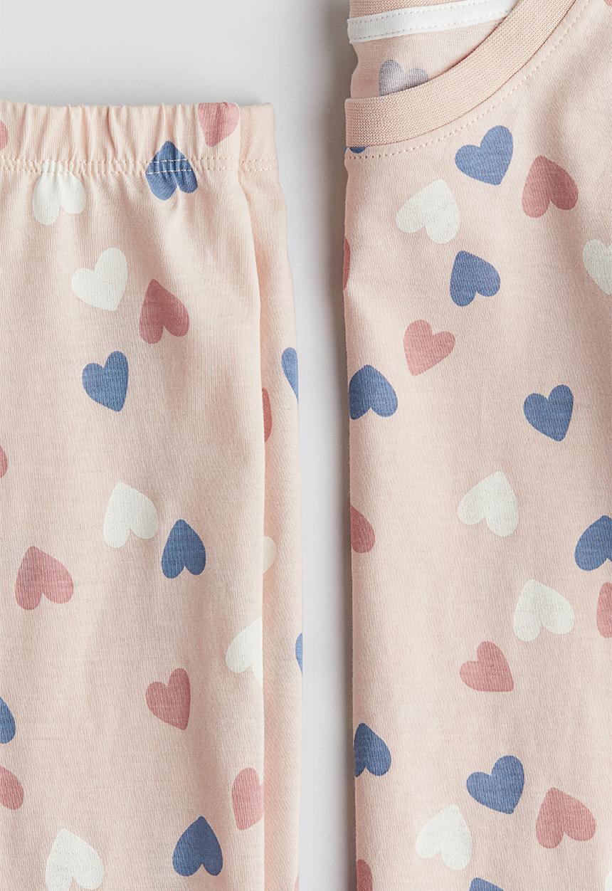 H&M - Printed cotton pyjamas - light pink/hearts