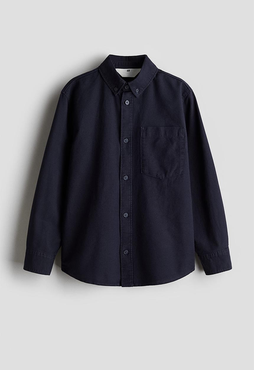 H&M - Button-down cotton shirt - navy blue
