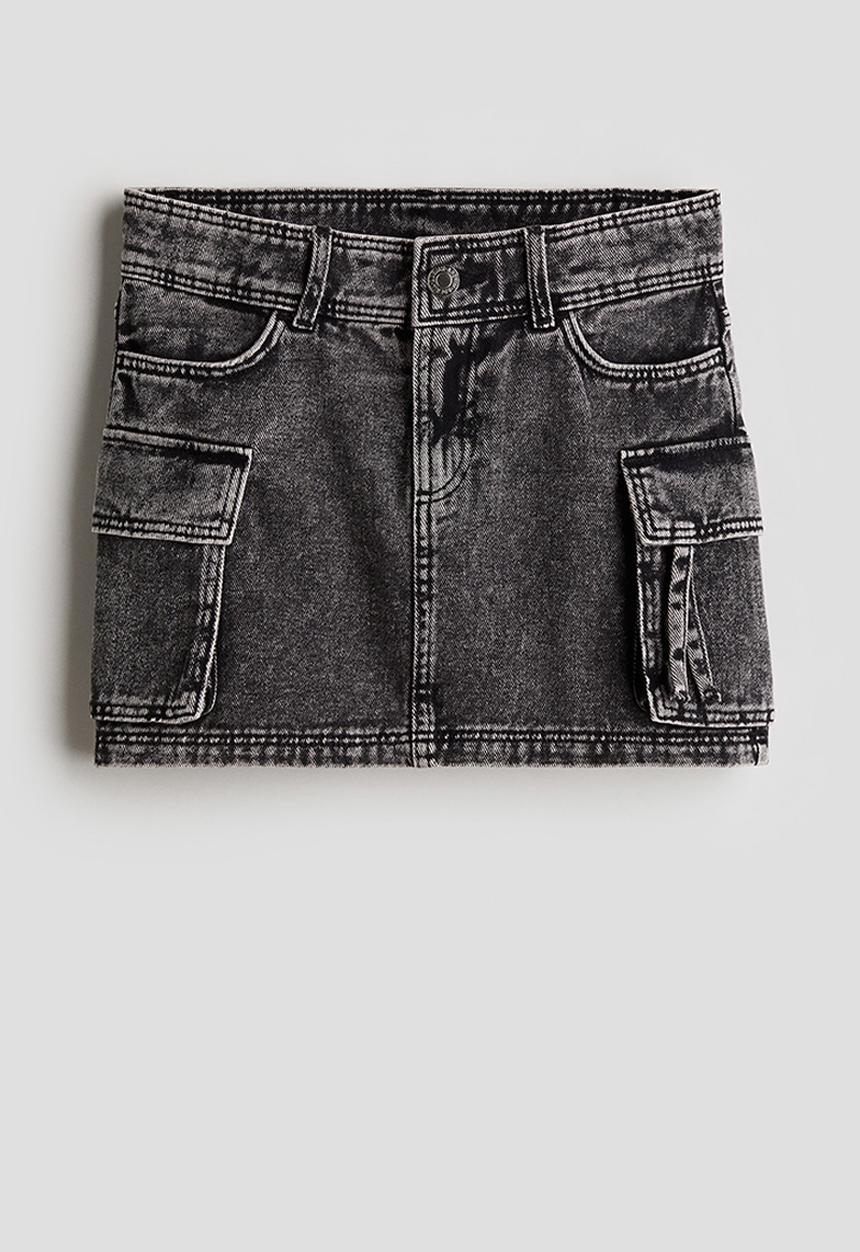 H&M - Cargo-style twill skirt - denim grey