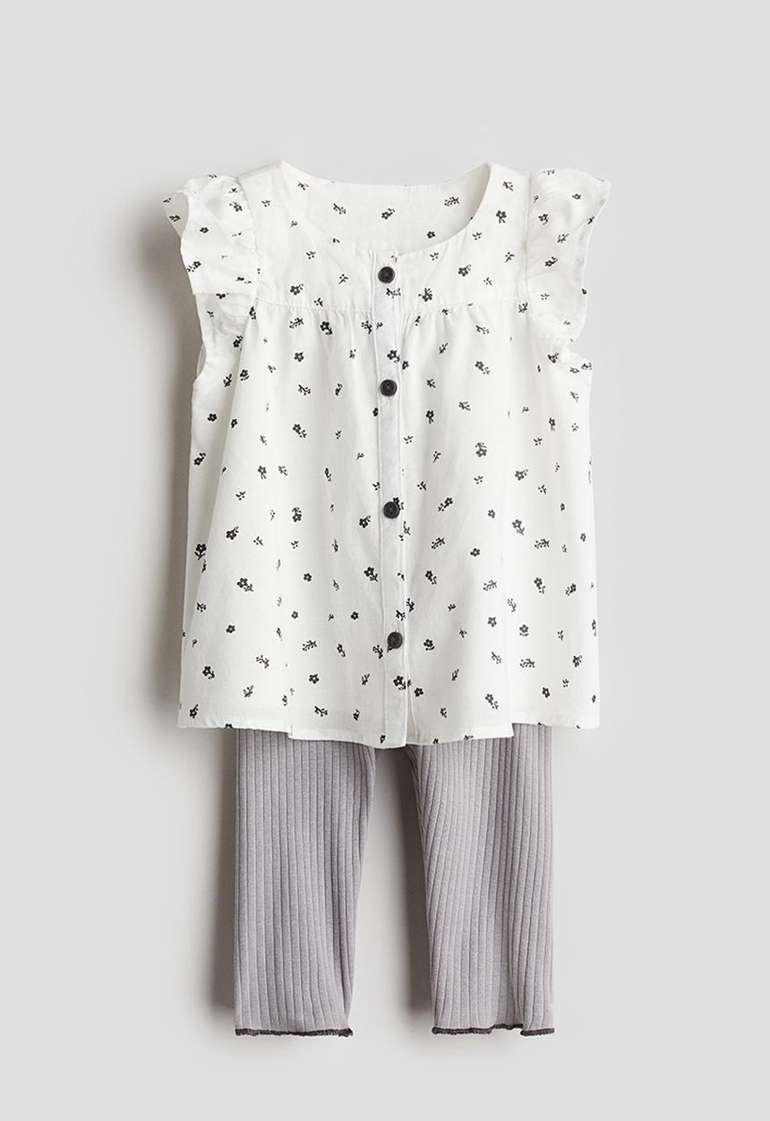 H&M - 2-Piece cotton set - grey/floral