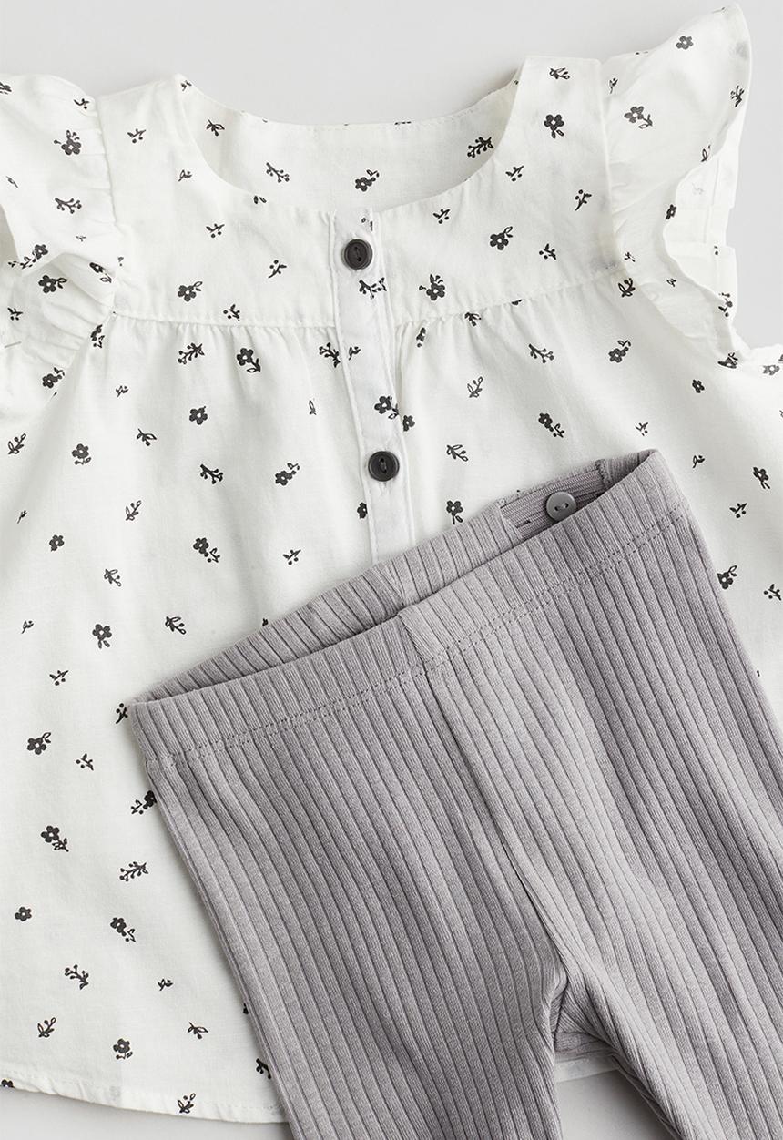 H&M - 2-Piece cotton set - grey/floral