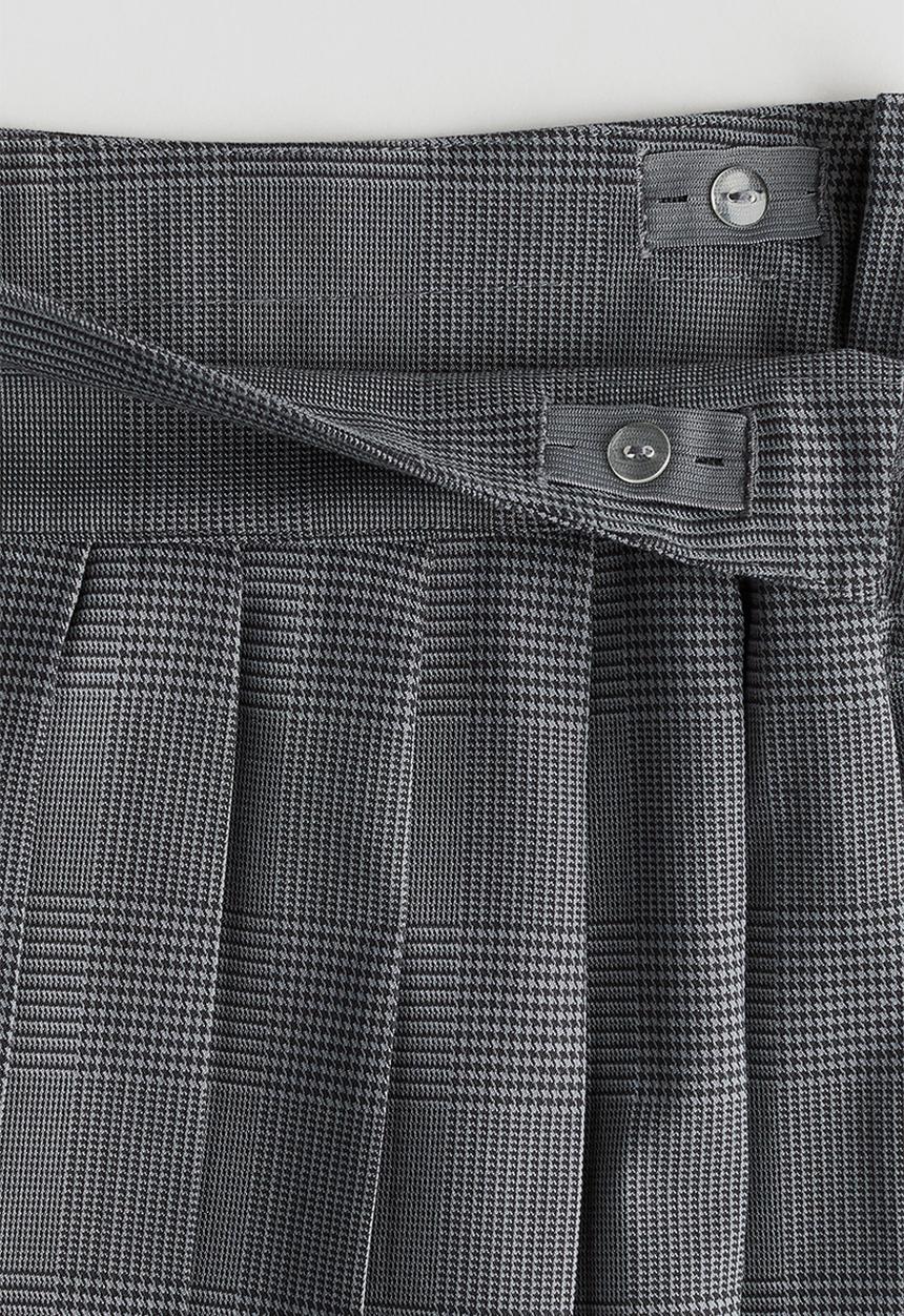 H&M - Pleated twill skirt - dark grey/checked