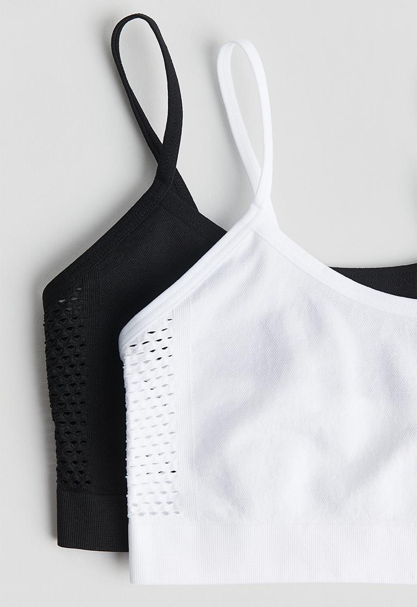 H&M - 2 Pack seamless jersey tops - black & white
