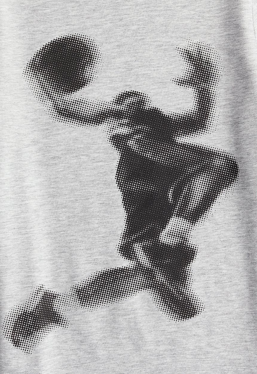 H&M - Printed cotton T-shirt - light grey marl