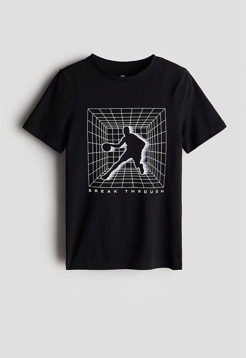 H&M - Printed cotton T-shirt - black break through