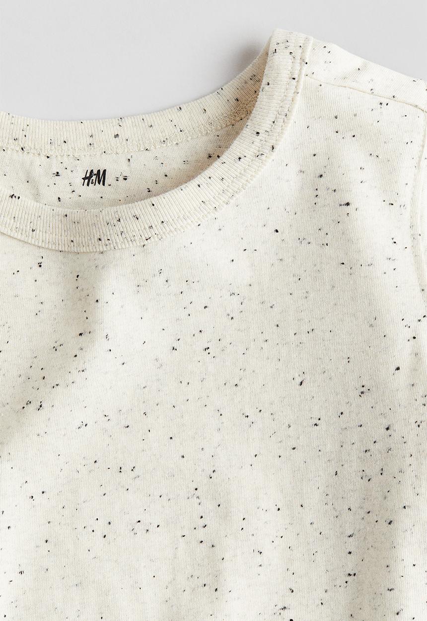 H&M - Cotton jersey T-shirt - natural white spotted 