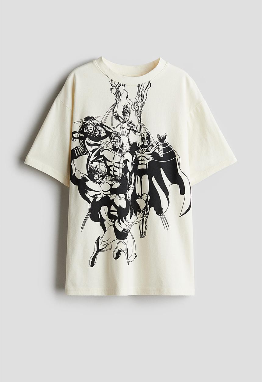 H&M - Loose-fit printed T-shirt - cream/x-men