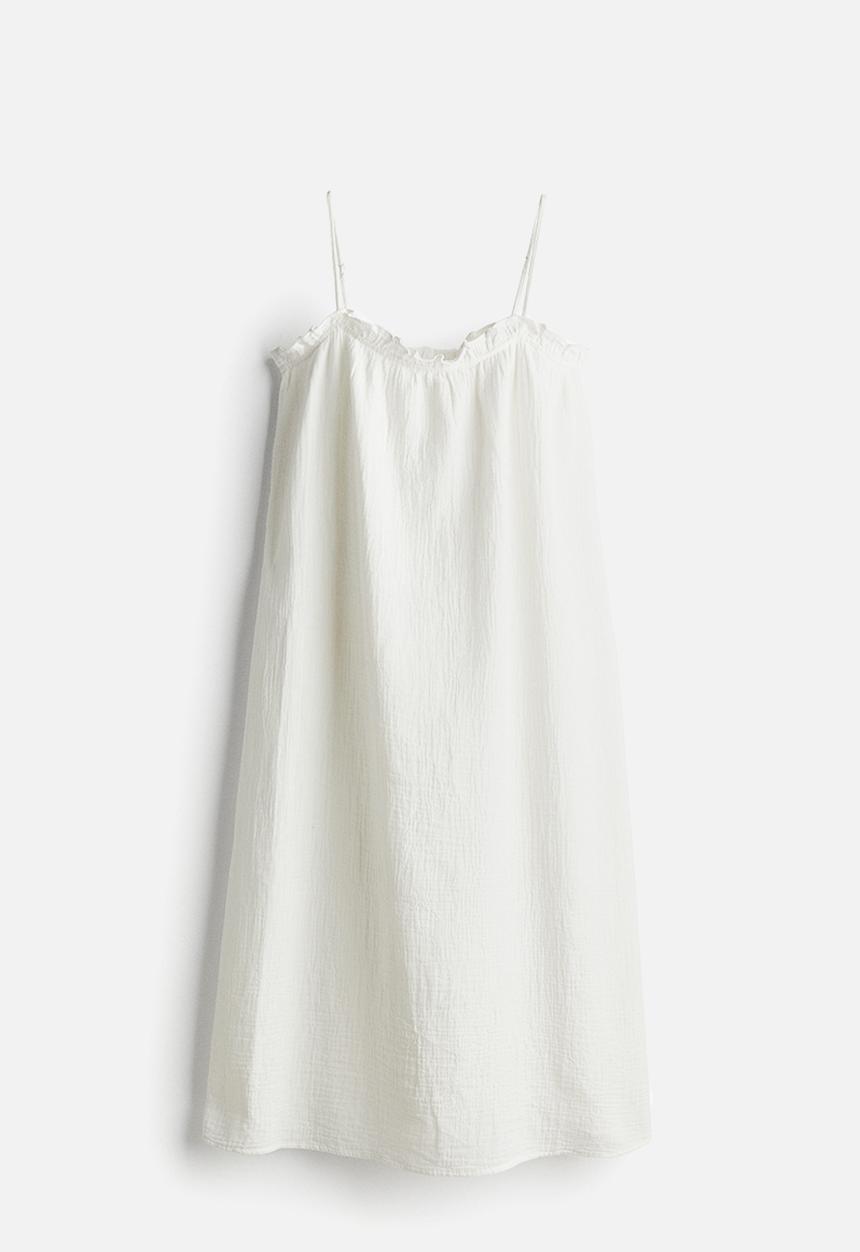 H&M - Frill-trimmed cotton dress - white