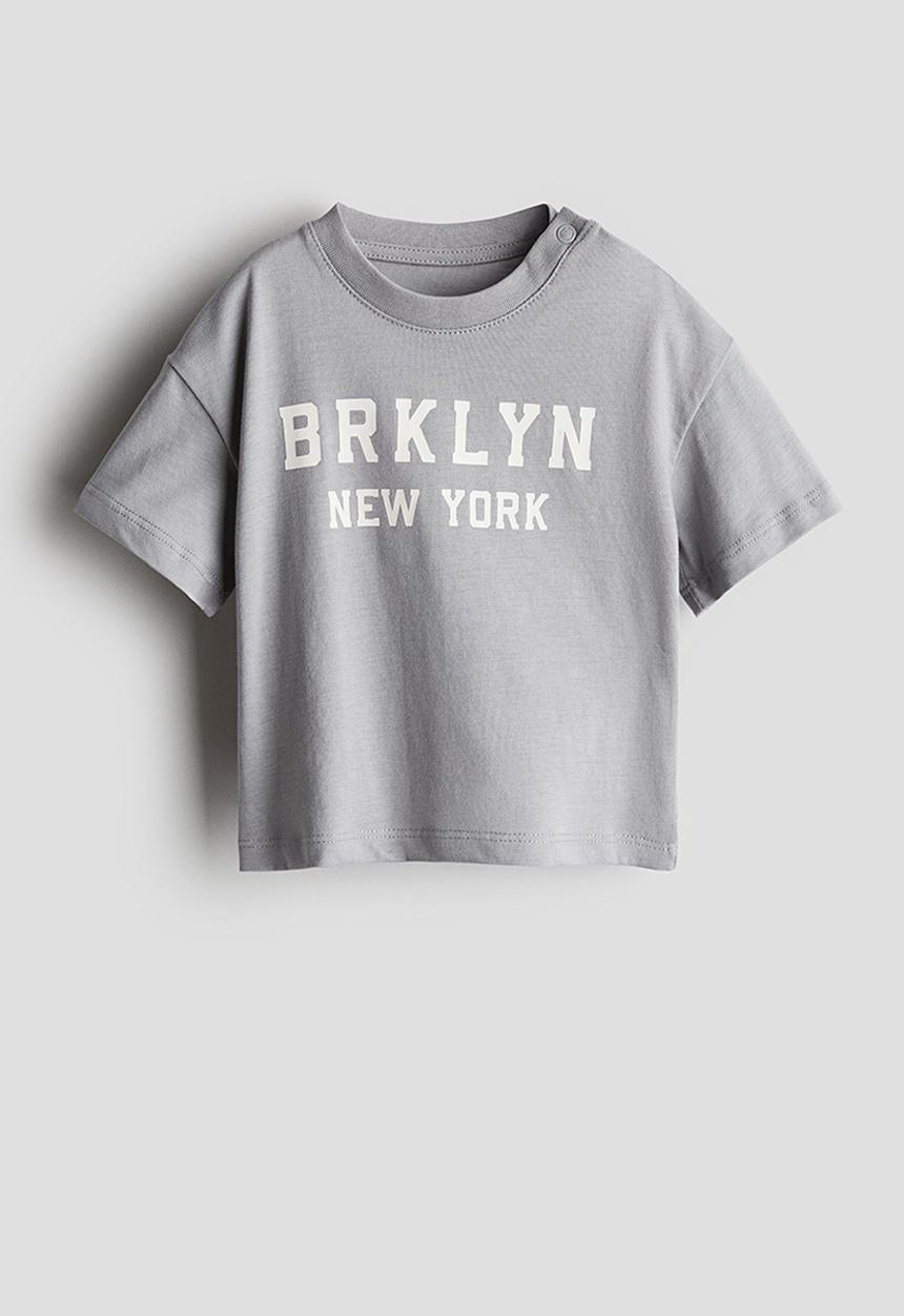 H&M - Cotton jersey T-shirt - grey/brklyn