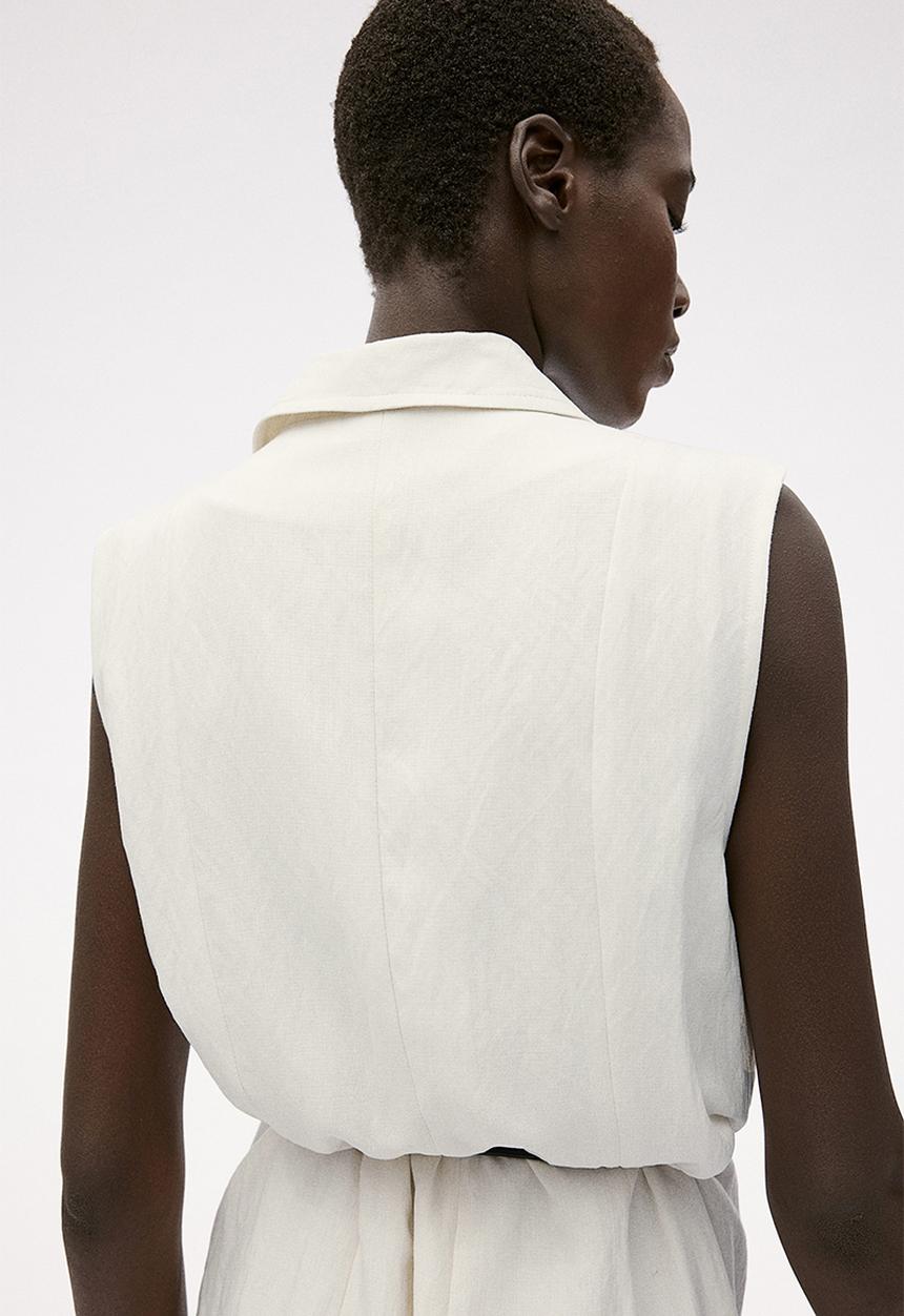 H&M - Tie-belt blazer dress - cream