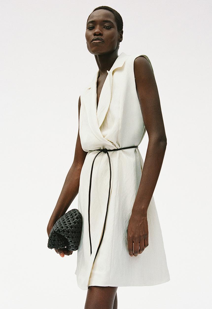 H&M - Tie-belt blazer dress - cream