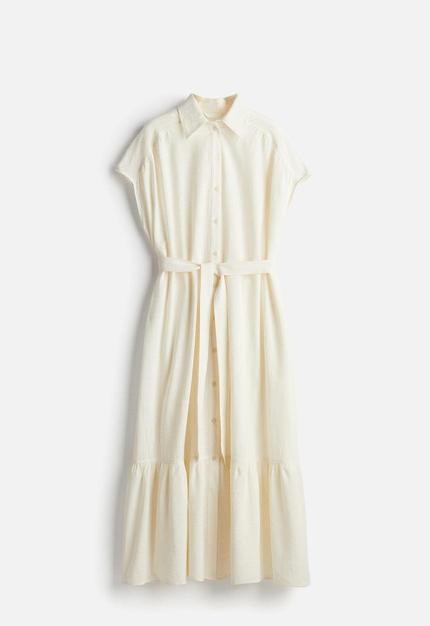 H&M - Oversized tie-belt dress - cream