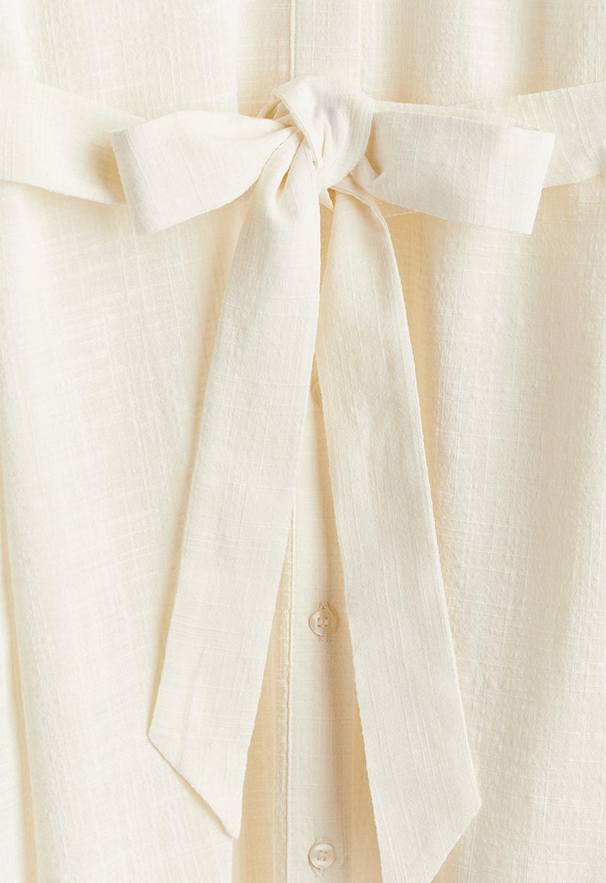 H&M - Oversized tie-belt dress - cream