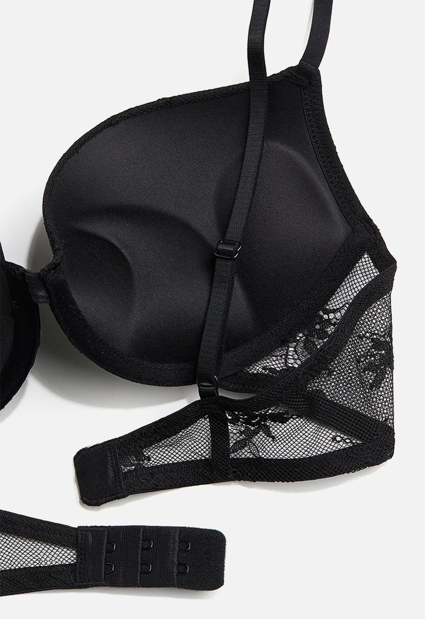 H&M - Lace super push-up bra - black