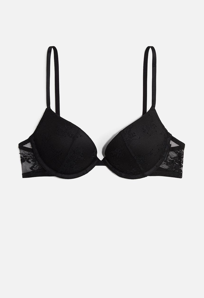 H&M - Lace super push-up bra - black