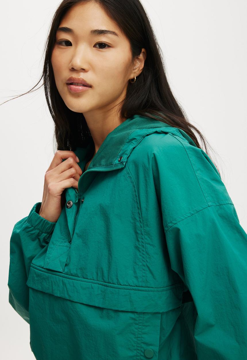 Cotton On - Tempo Half Zip Panelled Anorak - Alpine Green