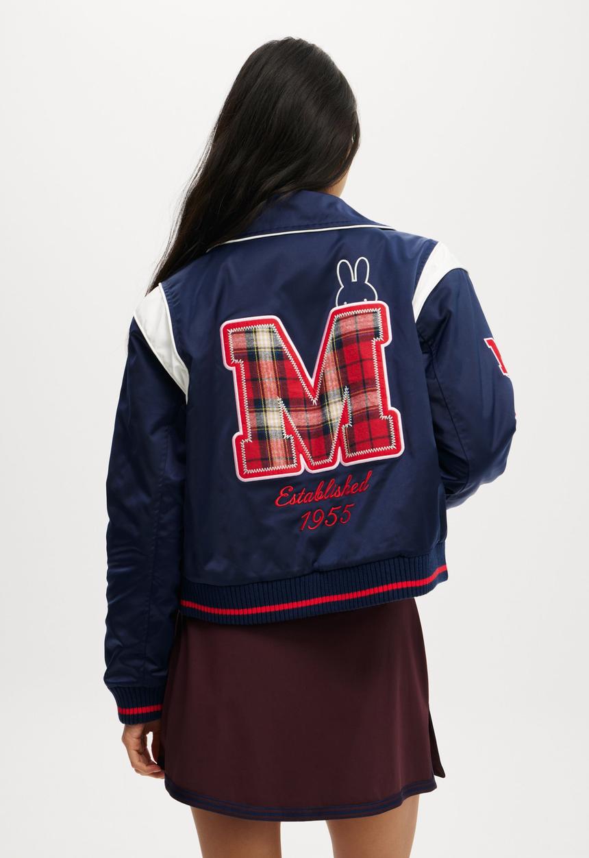 Cotton On - Lcn Miffy Varsity Bomber Jacket - Heritage Blue