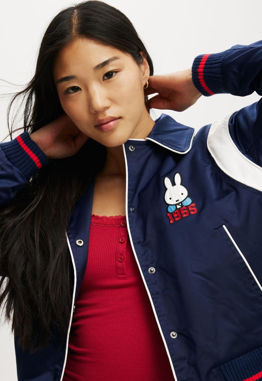 Cotton On - Lcn Miffy Varsity Bomber Jacket - Heritage Blue