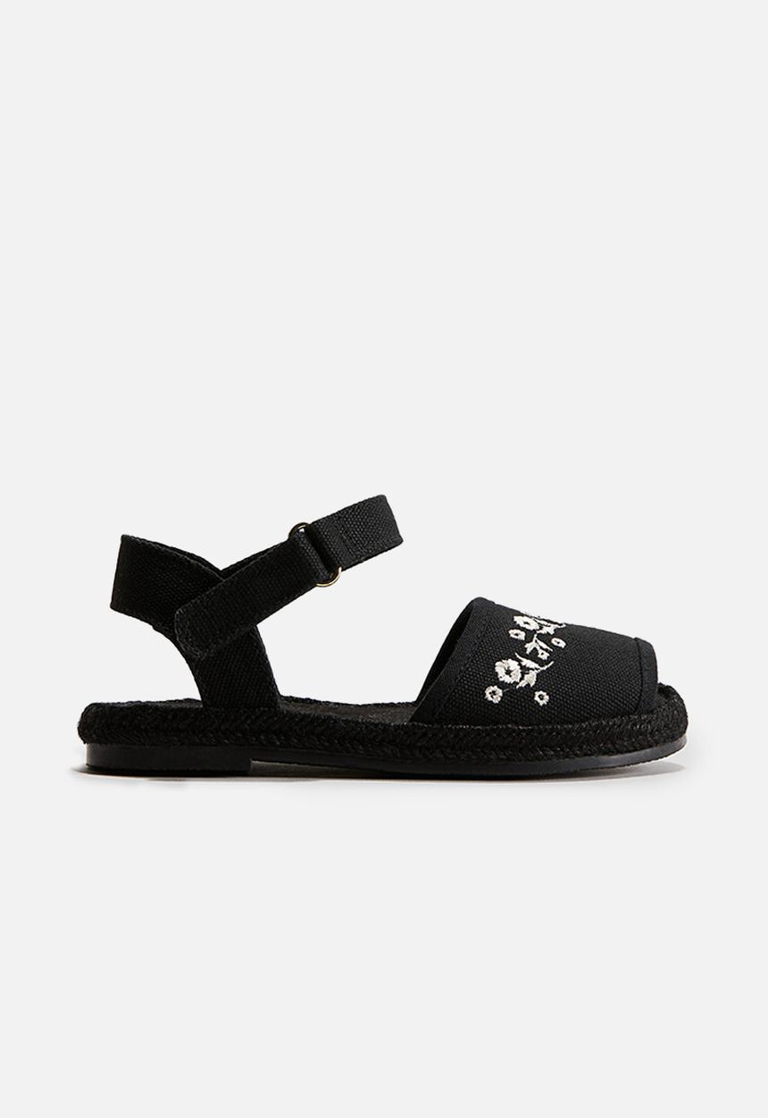 H&M - Ankle-strap sandals - black flowers