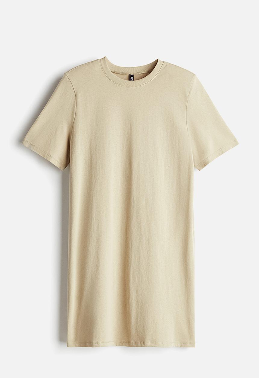 H&M - Shoulder-pad T-shirt dress - light beige