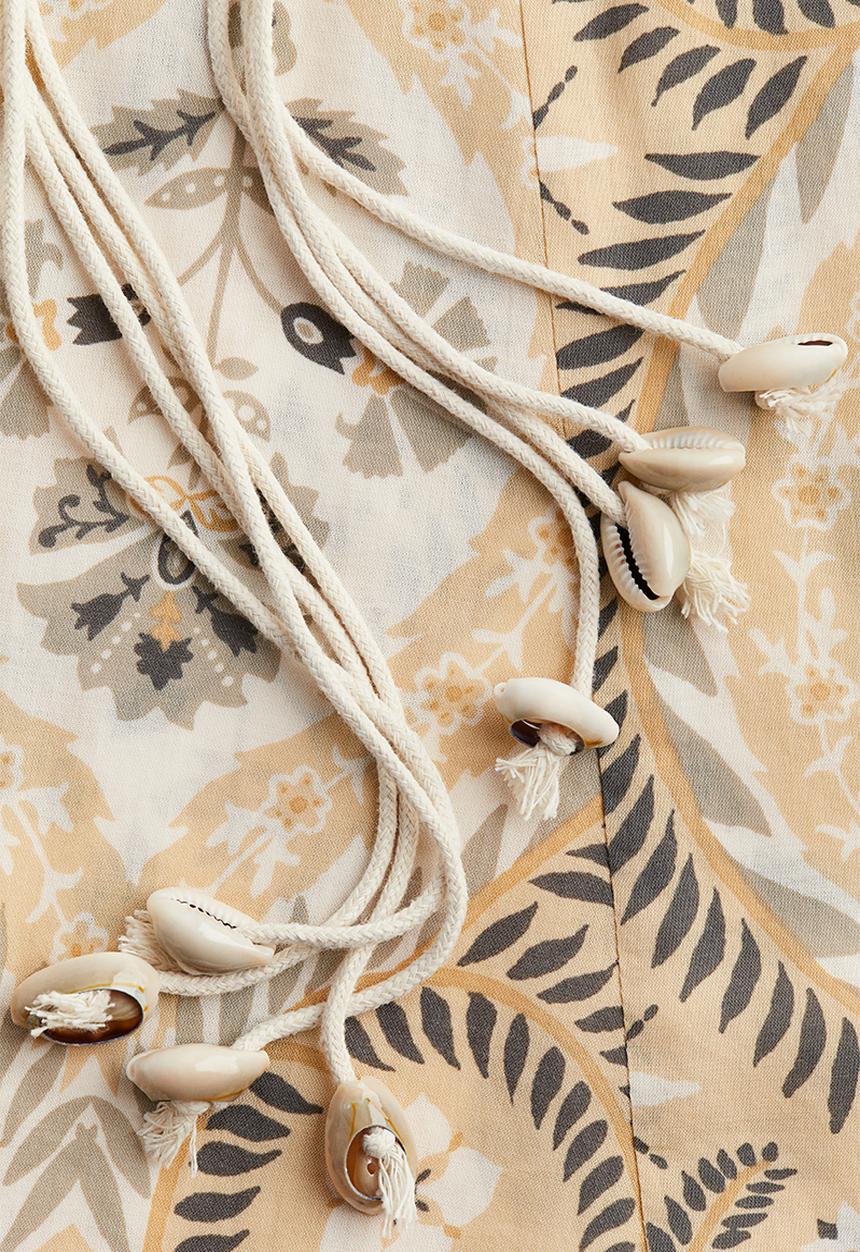 H&M - Macramé-belt dress - beige/patterned