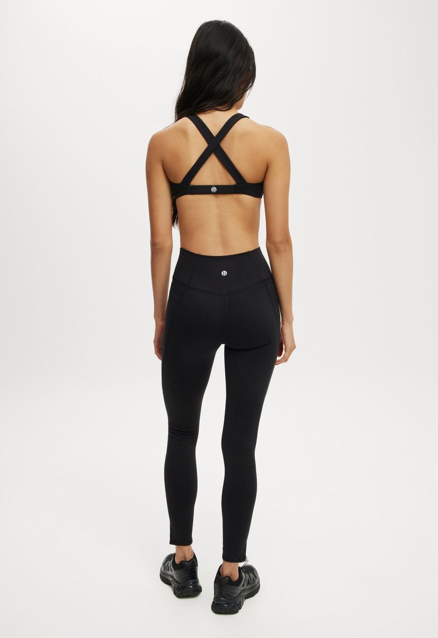 Cotton On - Ultra Soft Side Pocket Full Length Tight - Black