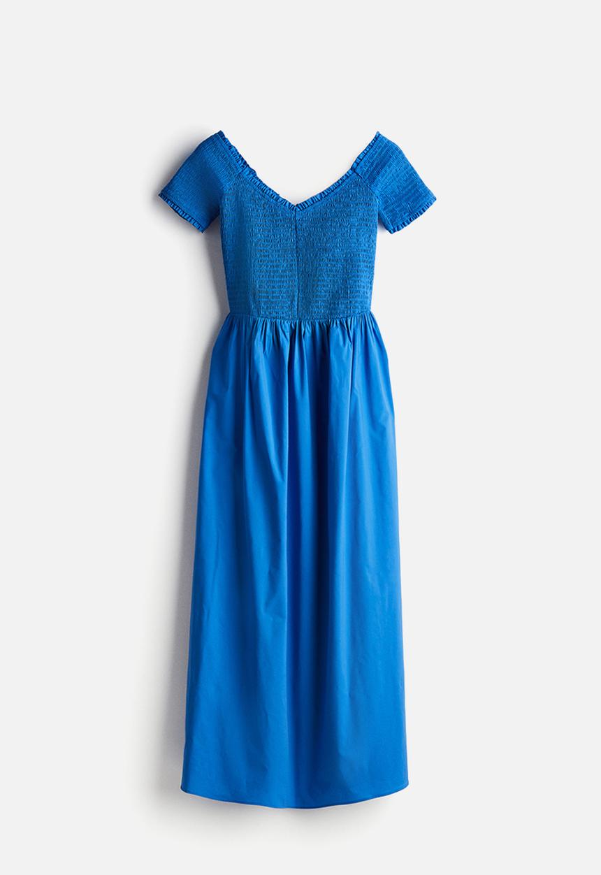 H&M - Smocked off-the-shoulder dress - bright blue