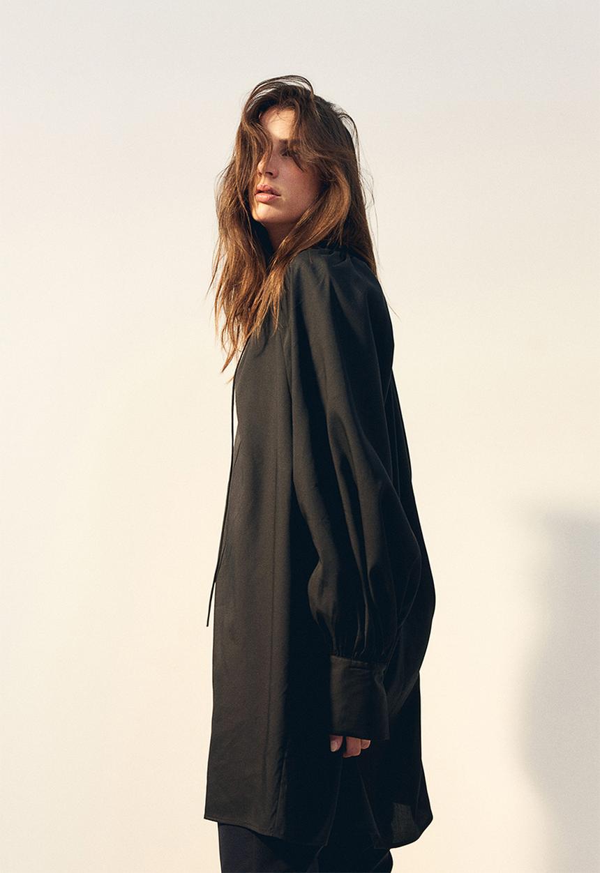 H&M - Oversized tie-detail dress - black