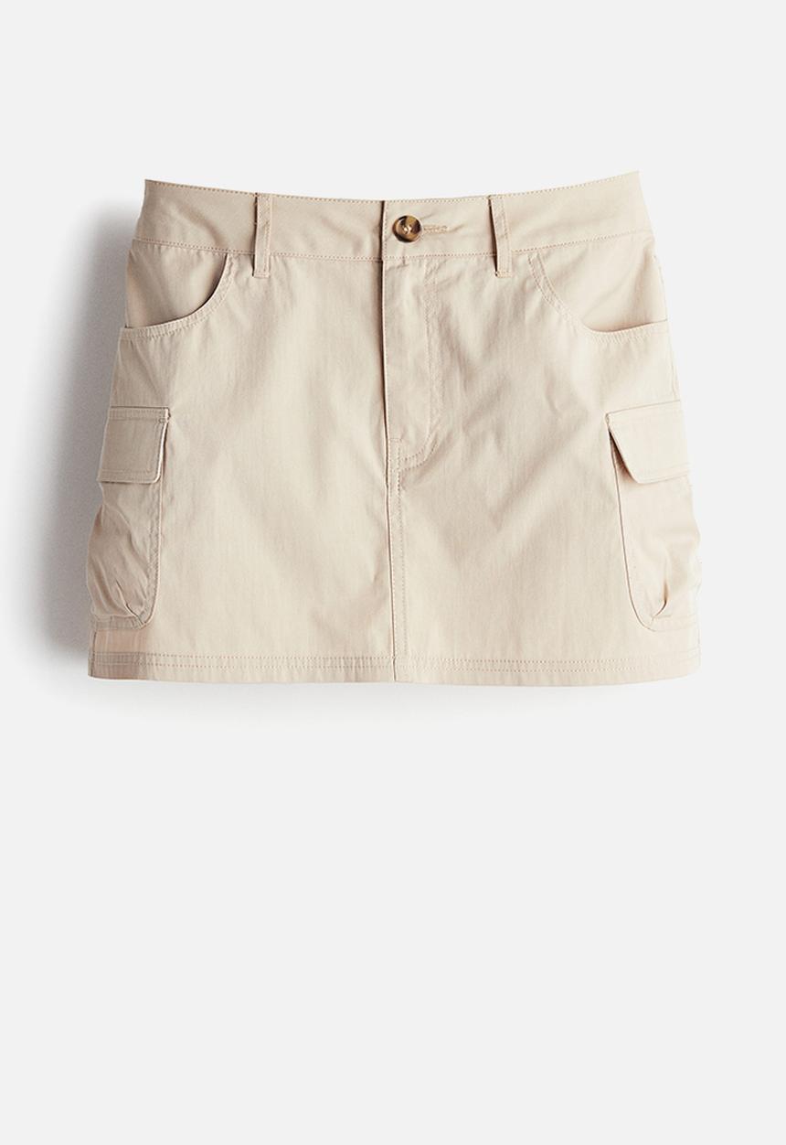 H&M - Twill cargo mini skirt - light beige 