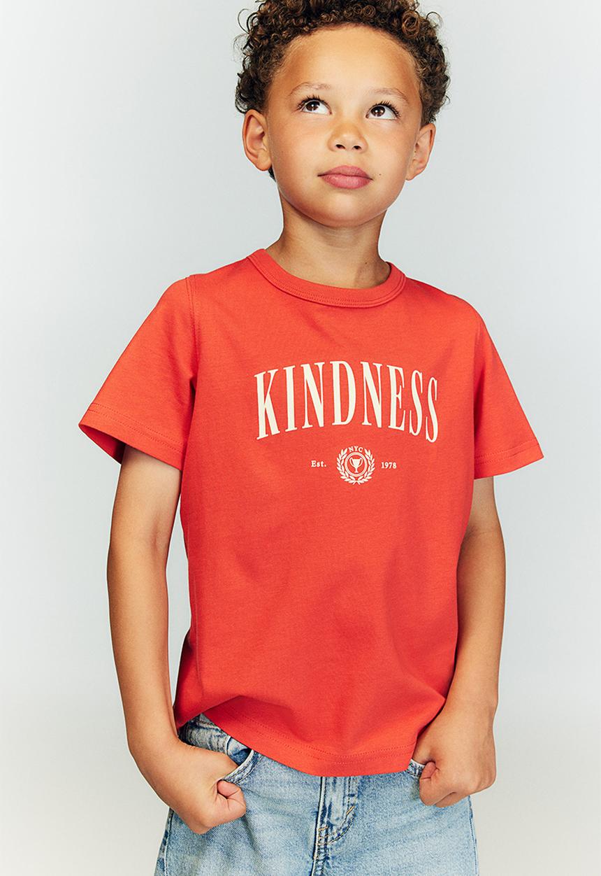 Cotton jersey t-shirt - light red/kindness - 1239088001