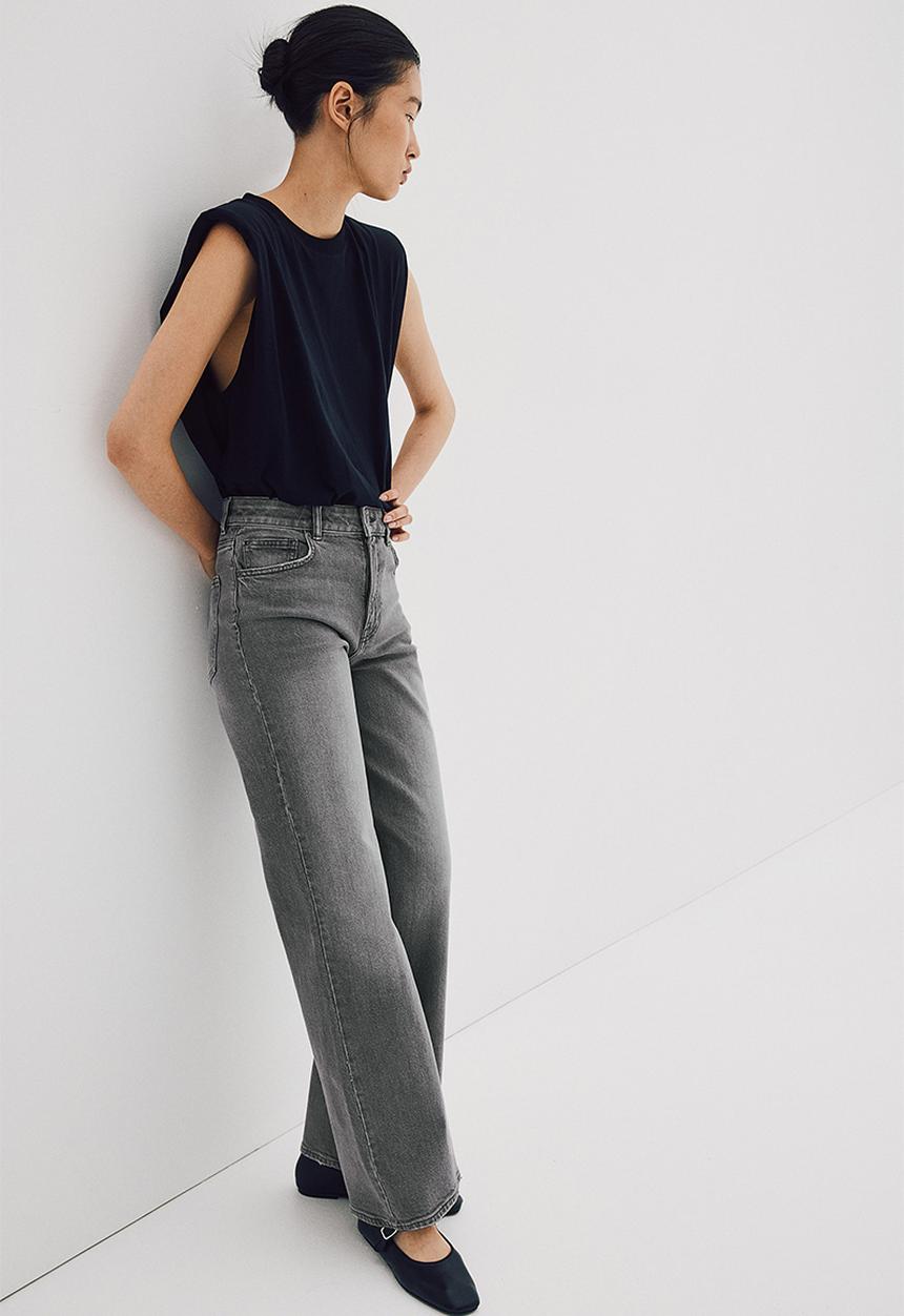 H&M - Wide high jeans - grey
