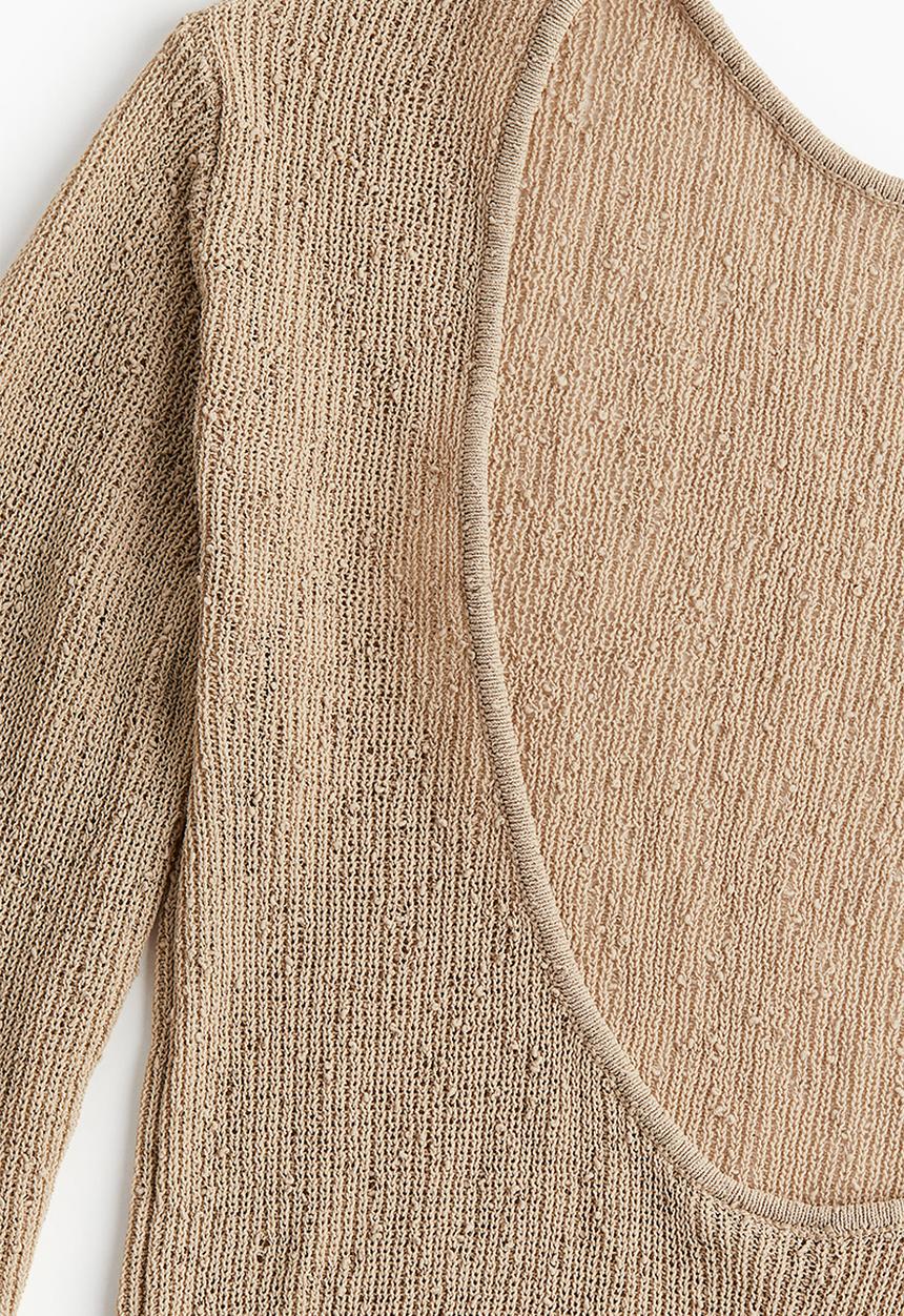 H&M - Deep-back knitted dress - beige