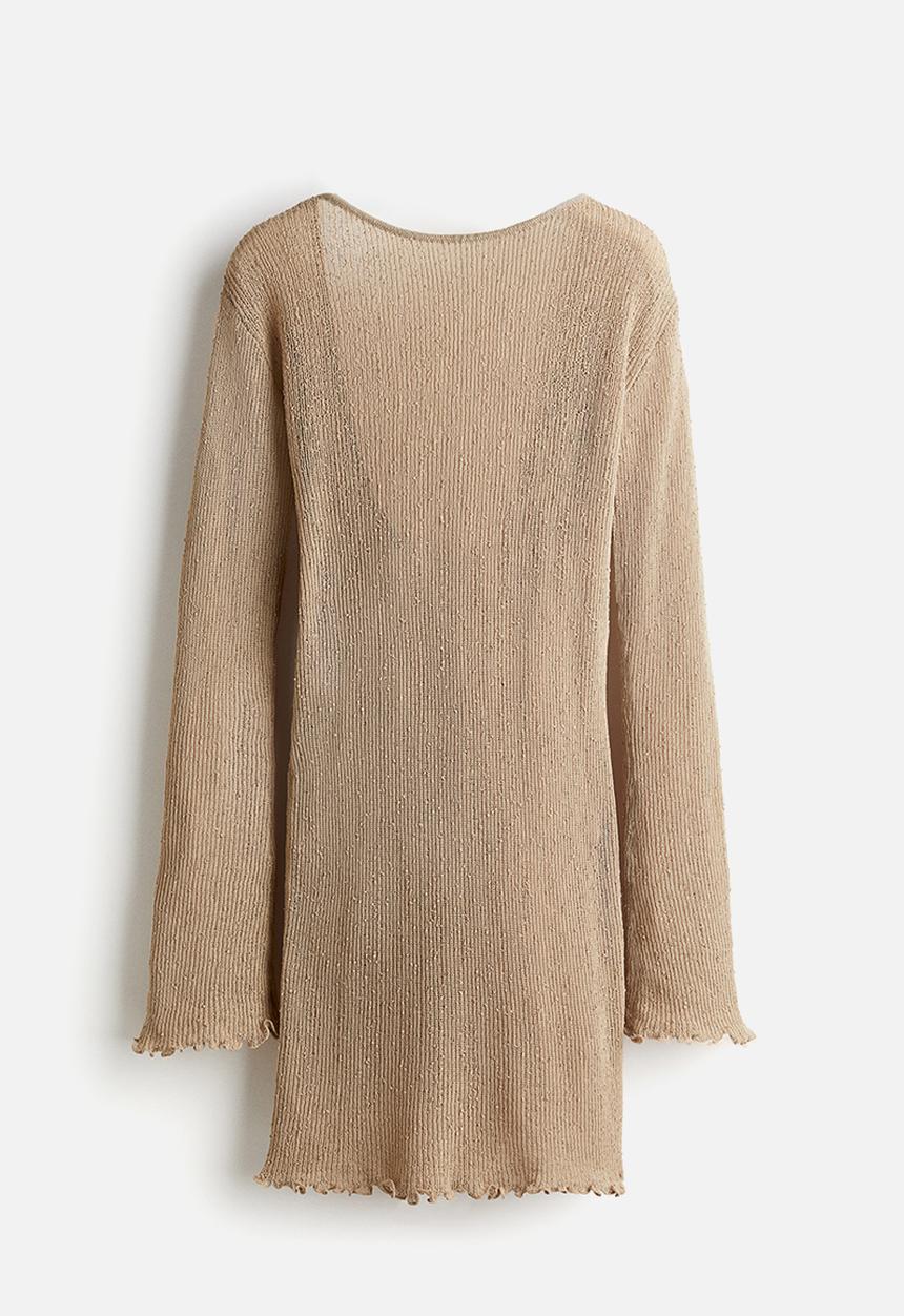 H&M - Deep-back knitted dress - beige
