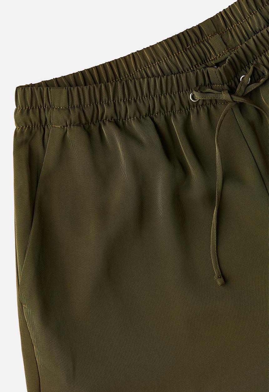 H&M - Wide pull-on trousers - dark khaki green 