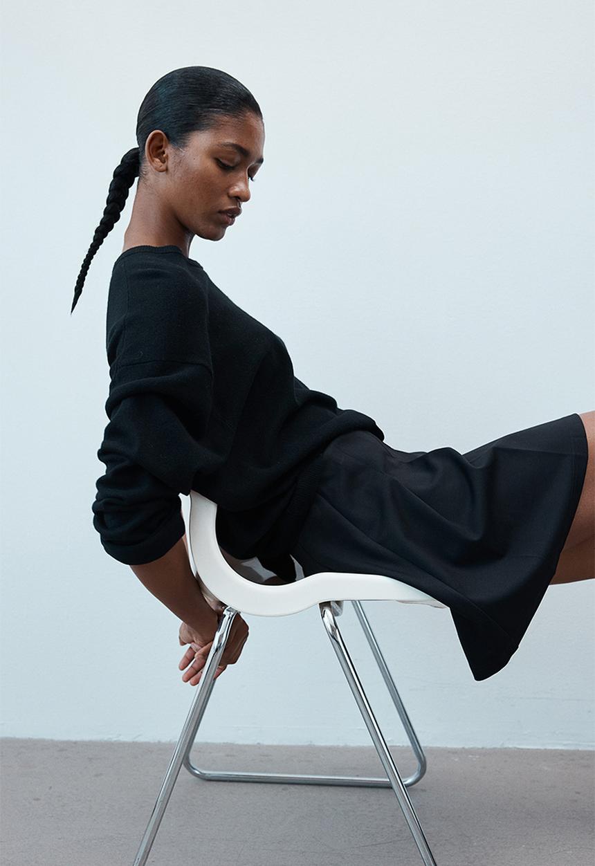 H&M - Pleated jersey skirt - black