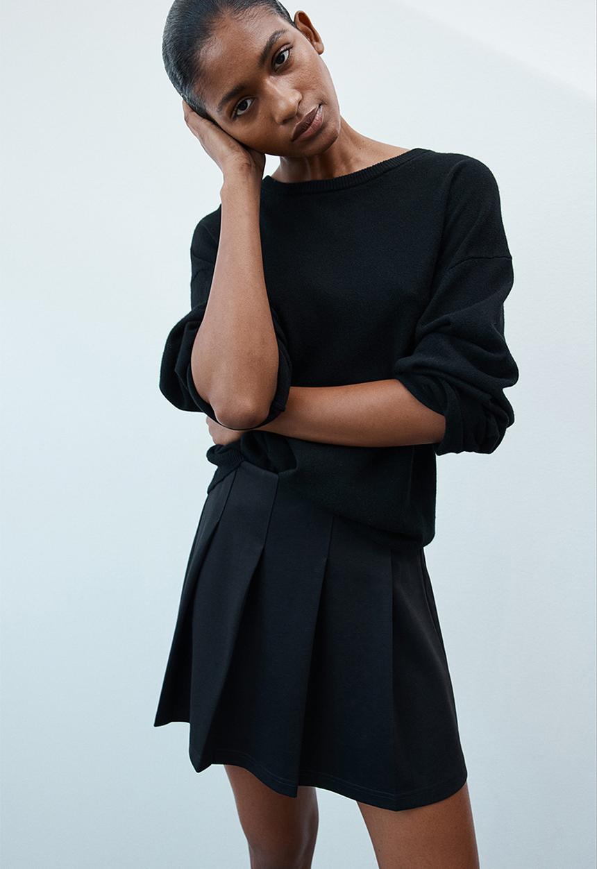 H&M - Pleated jersey skirt - black