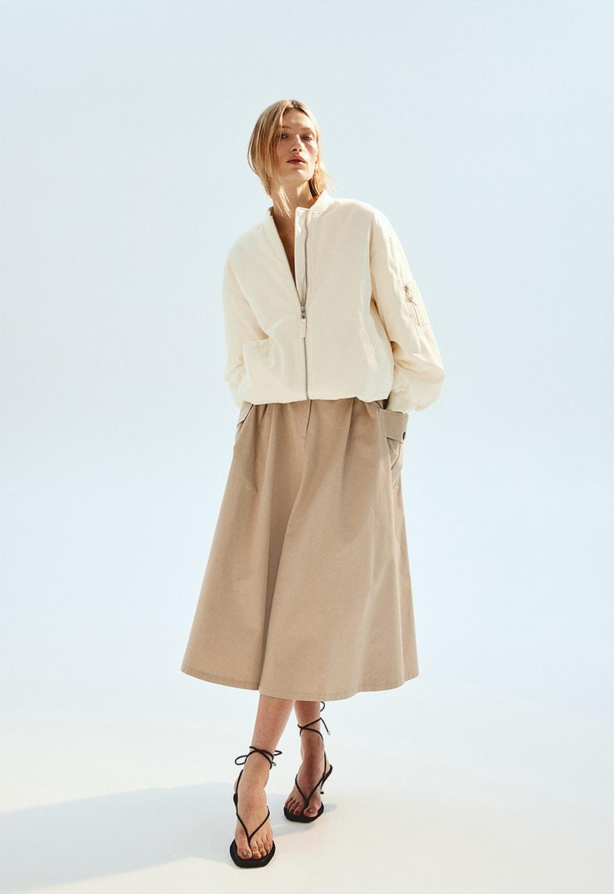 H&M - A-line cargo skirt - beige