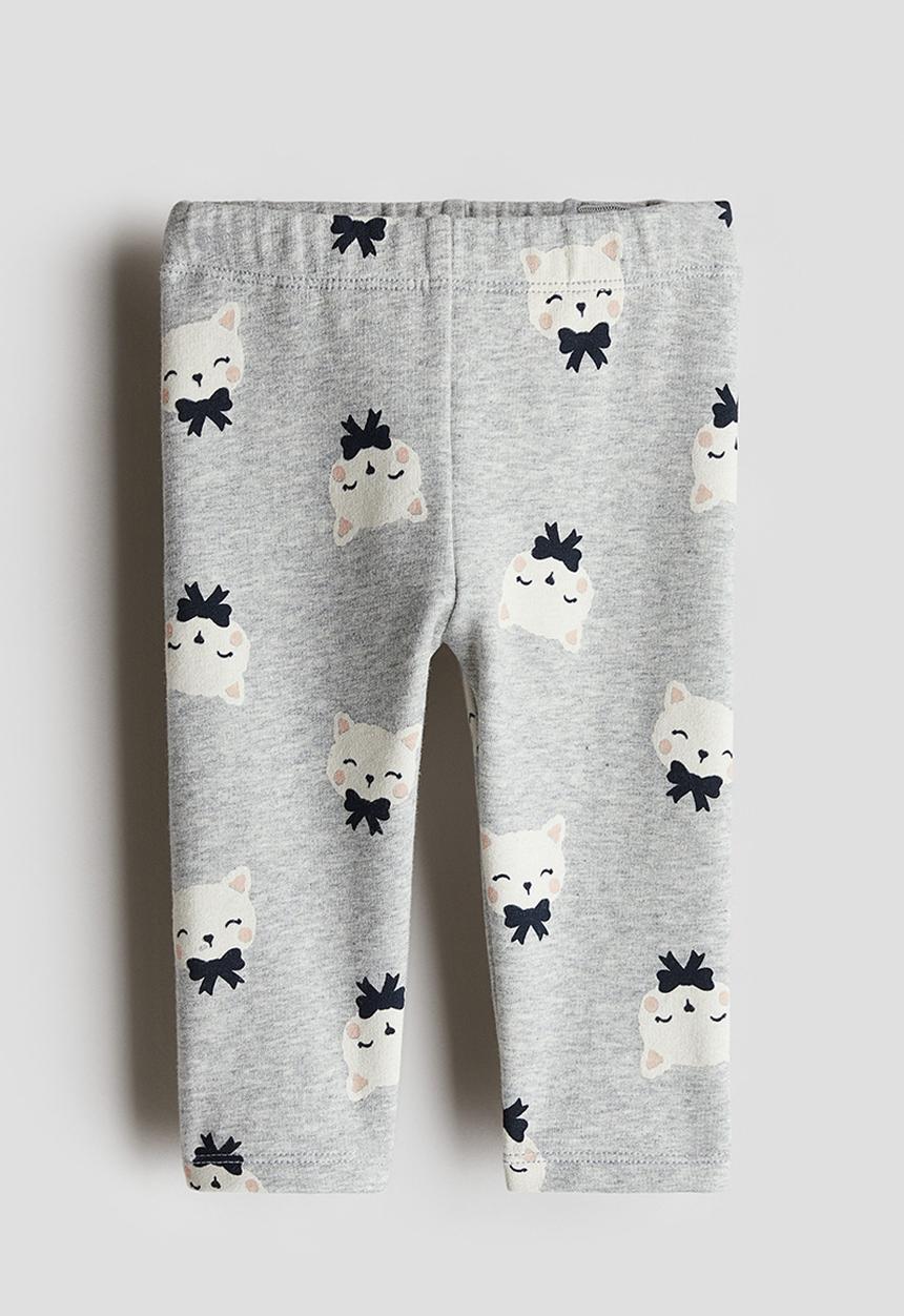 H&M - Cotton leggings - light grey marl cats
