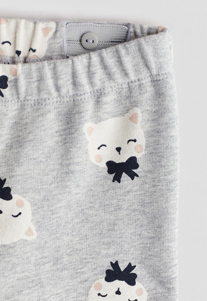 H&M - Cotton leggings - light grey marl cats