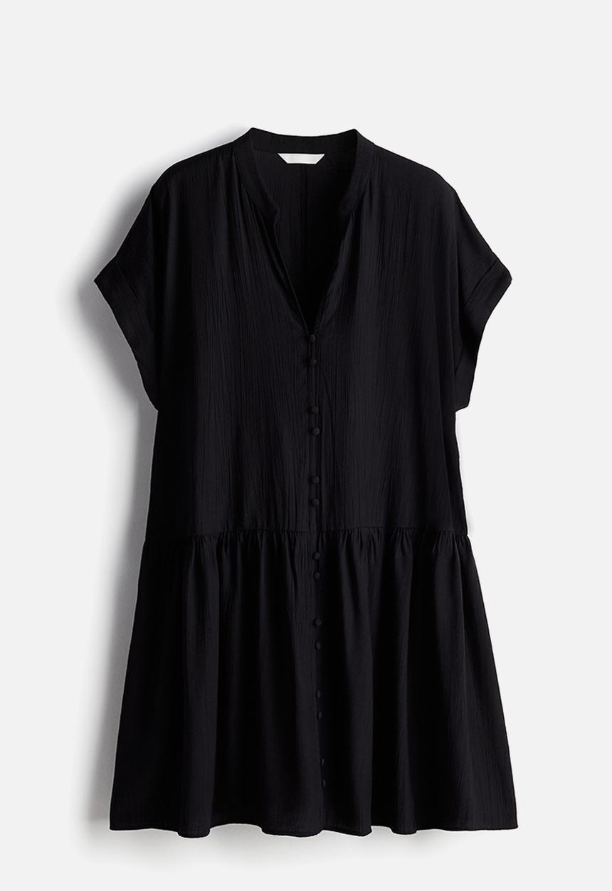 H&M - Crinkled tunic dress - black