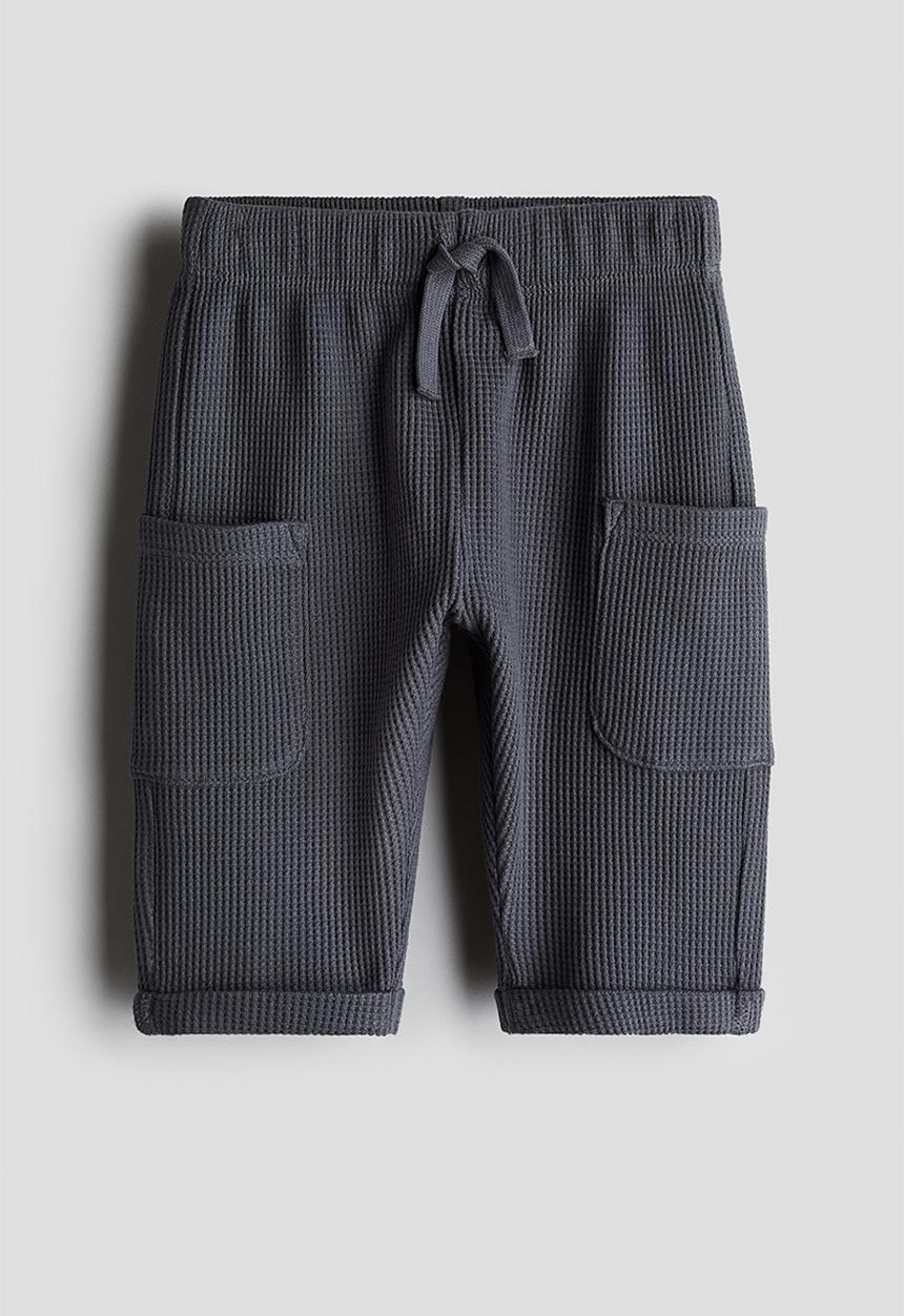 H&M - Waffled cotton trousers - dark grey