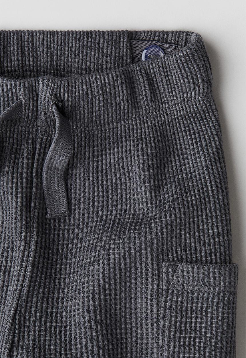 H&M - Waffled cotton trousers - dark grey