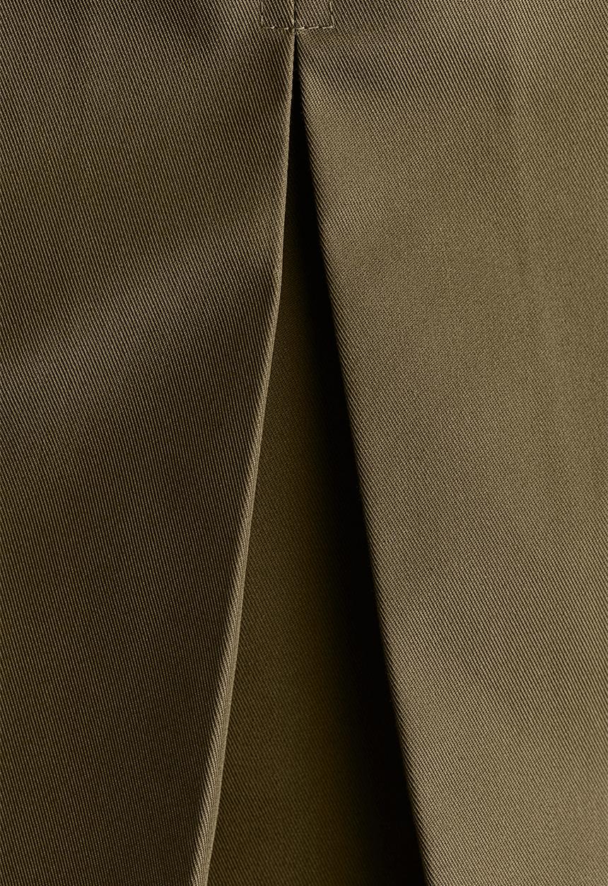 H&M - Pleated twill skirt - dark khaki green