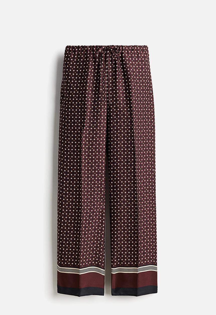 H&M - Pull-on trousers - burgundy/patterned