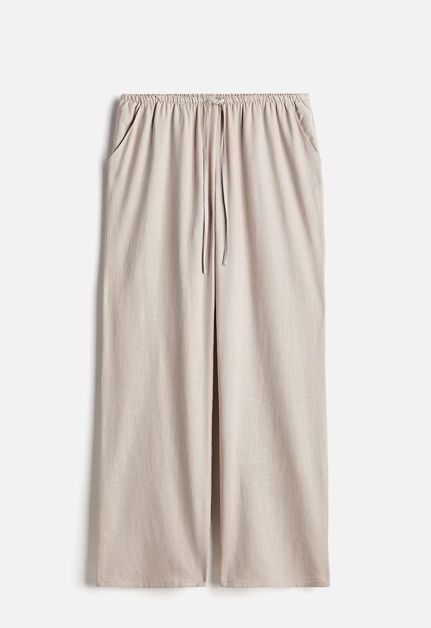 H&M - Linen-blend pull-on trousers - light greige