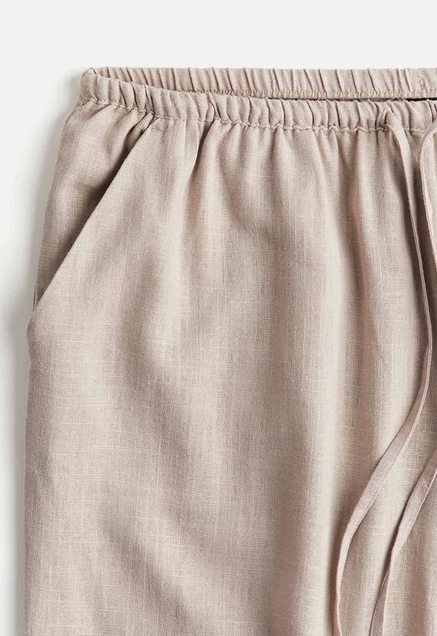 H&M - Linen-blend pull-on trousers - light greige