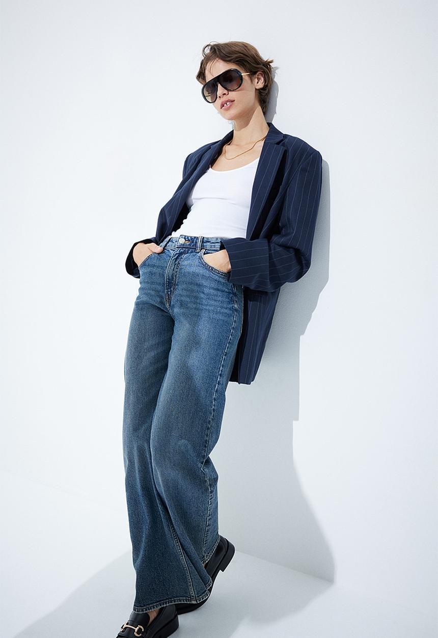H&M - Wide high jeans - denim blue