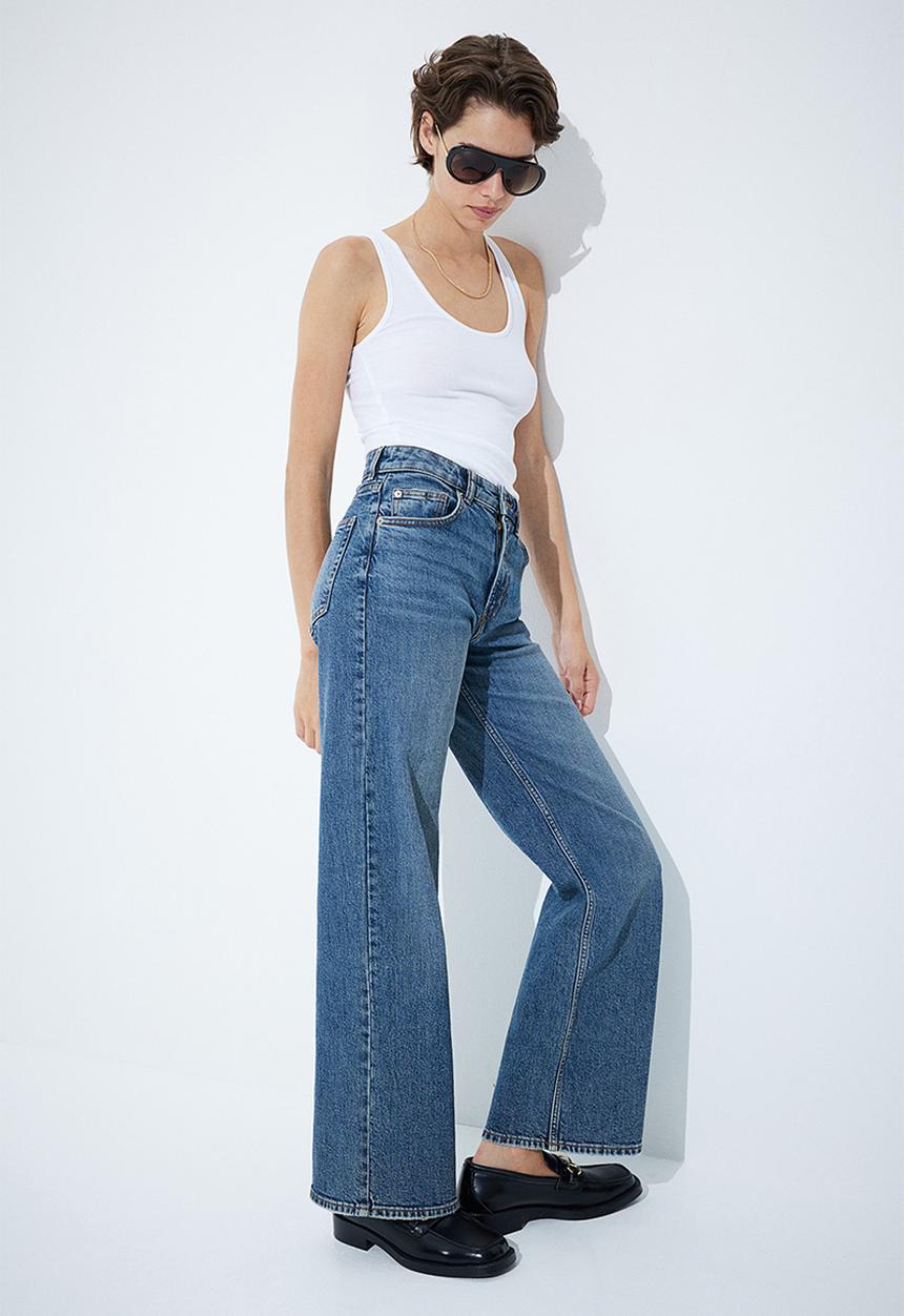 H&M - Wide high jeans - denim blue