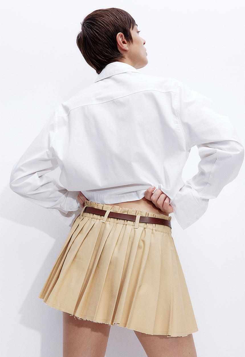 H&M - Pleated mini skirt - beige
