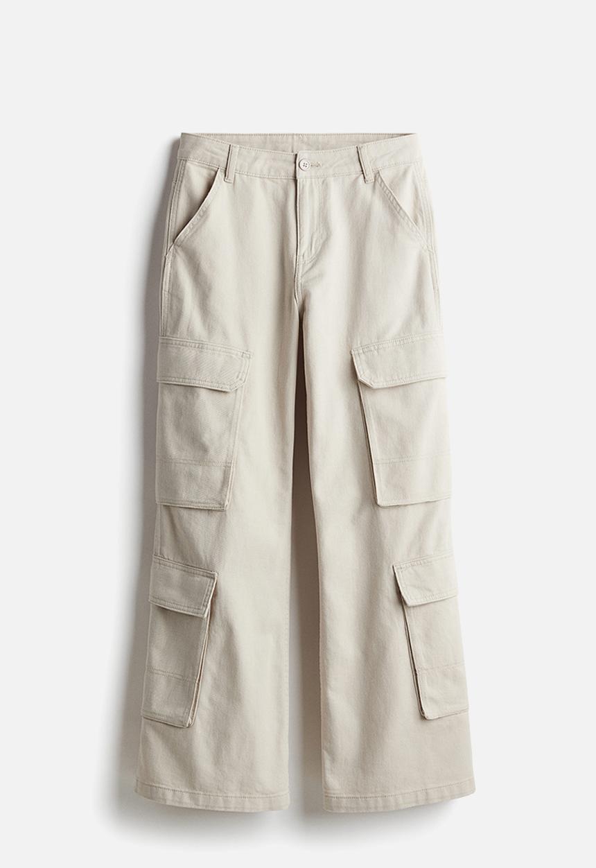 H&M - Wide cargo trousers - light beige